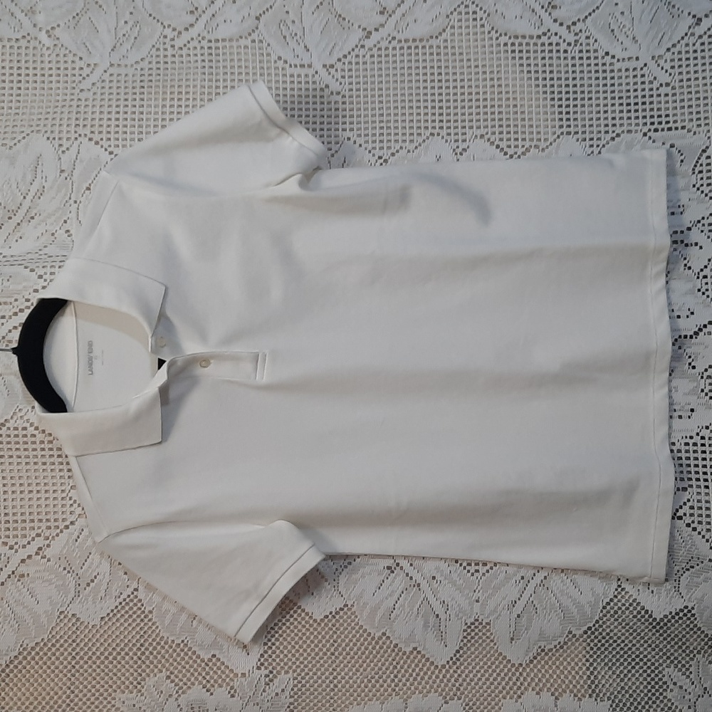 Lands End Ladies Polo style white Pique Top sz. xsm